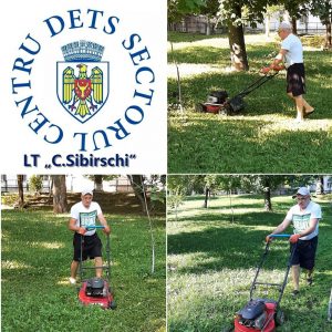 Procesul de cosire a ierbii de pe teritoriul aferent/adiacent instituției LT ”Costantin Sibirschii”